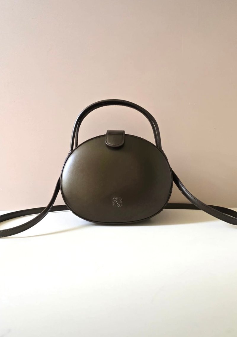 绝版中古 Loewe博物馆蛋蛋包 侧背包 斜背包 皮革包 单肩包 二手 - 侧背包/斜挎包 - 真皮 咖啡色