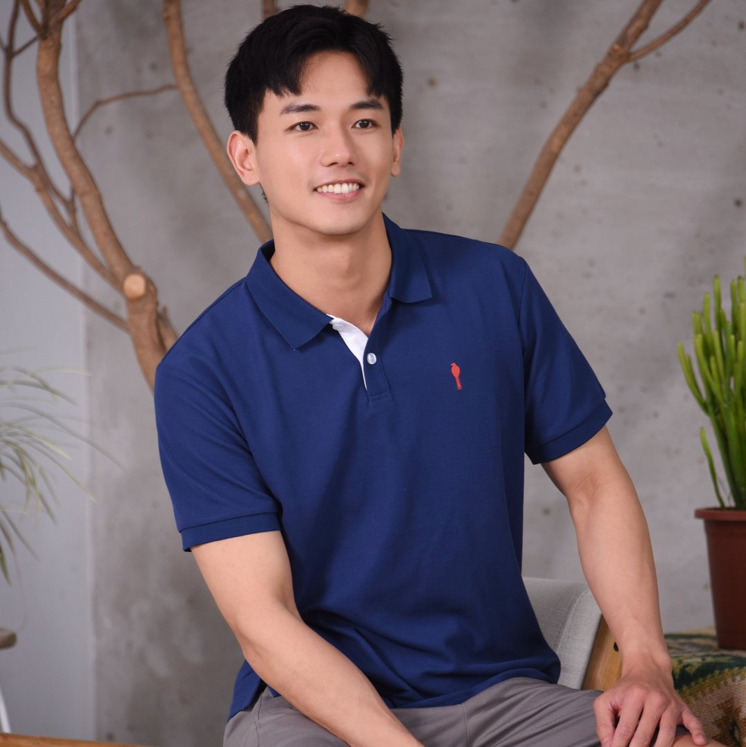 男版经典Polo∣白色开襟跳色蓝鹊电绣。海军蓝百搭4色。透气亲肤 - 男装上衣/T 恤 - 棉 