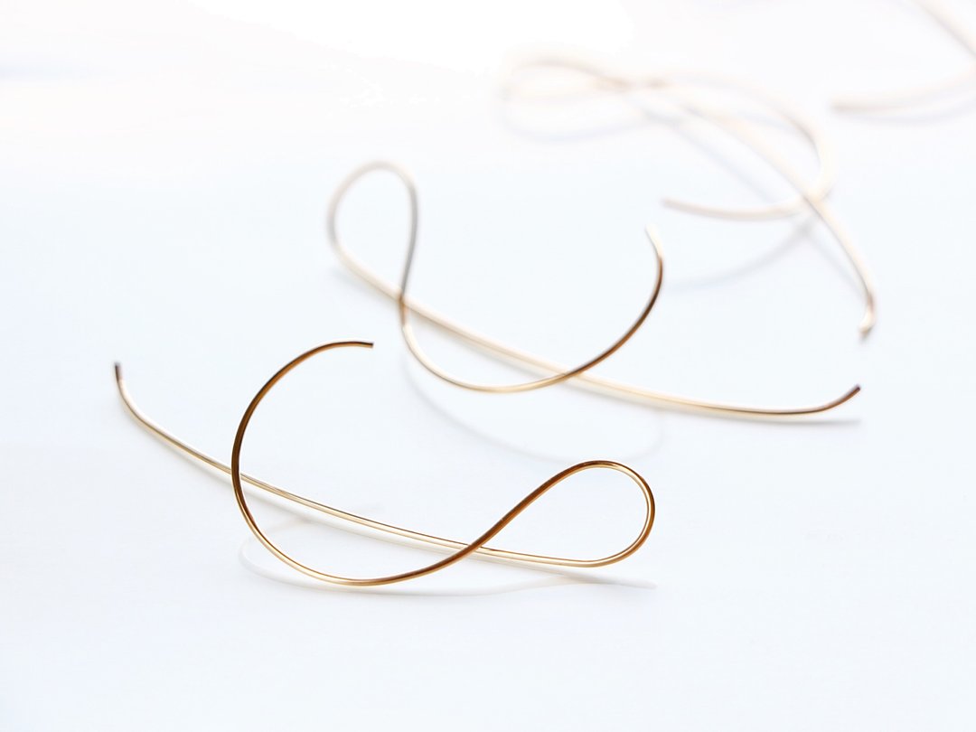 14kgf- & and & pierced earrings - 耳环/耳夹 - 其他金属 金色