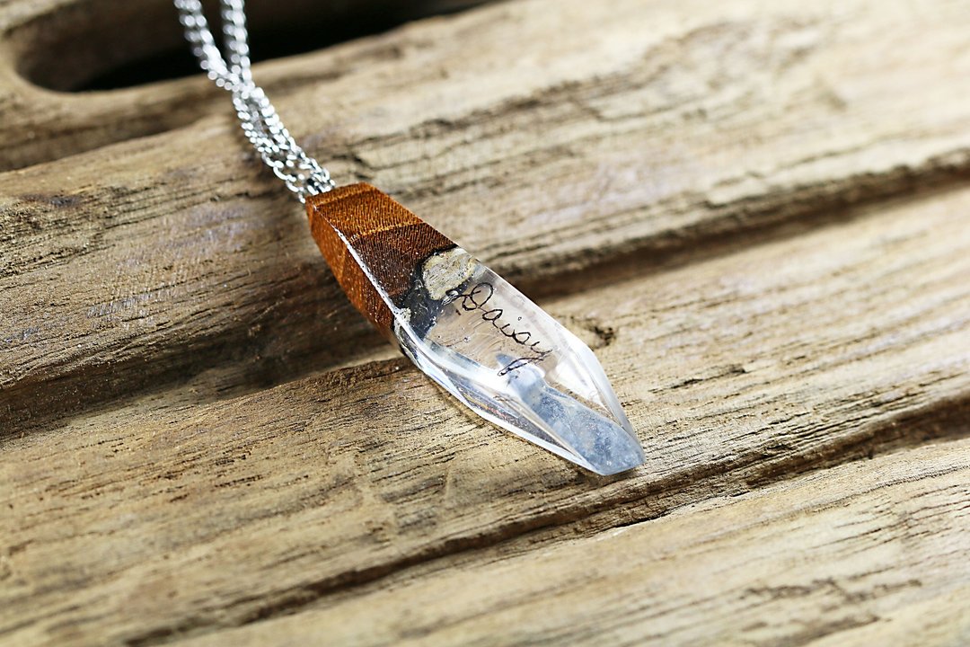 Your signature necklace - Teak wood x Transparent base - 项链 - 木头 透明