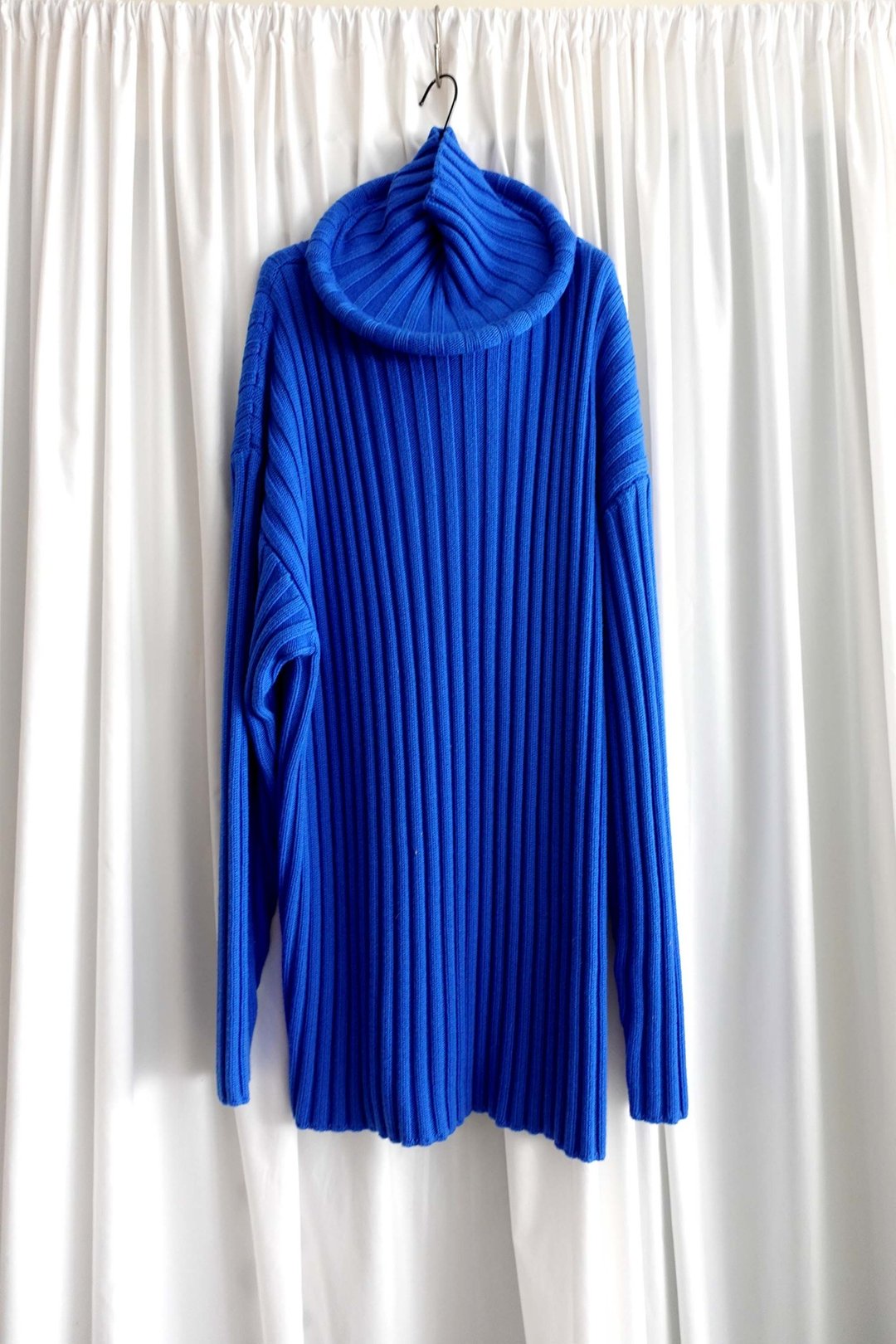 全新法国奢侈名牌BALENCIAGA蓝色巨颈圈粗针织毛衣冷衫线衫走秀款 - 男装针织衫/毛衣 - 棉．麻 蓝色