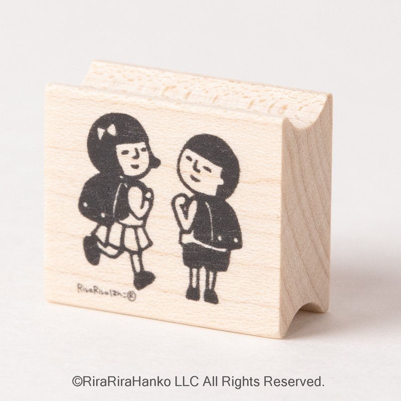 Mamoru 和 Miyoko 上下学*26mmx30mm*印章*R803 - 印章/印台 - 木头 