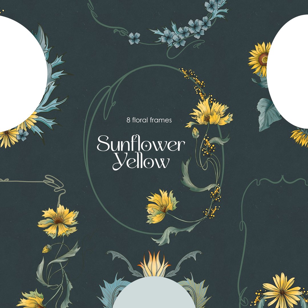 Botanical modern frames, floral vintage clipart - 电子手绘真人画像/绘画/插画 - 其他材质 