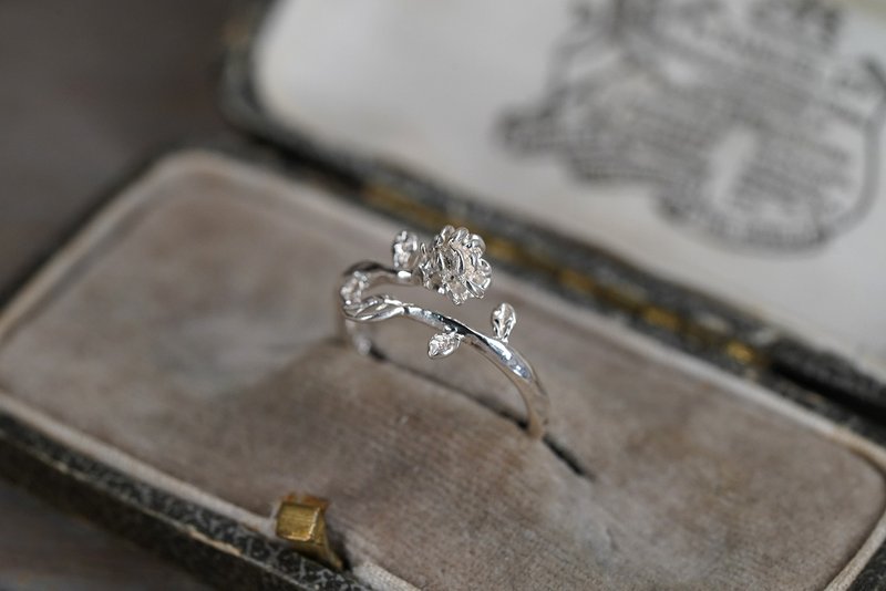 925 纯银玫瑰花戒指(R25) - 手作 - 戒指 - 纯银 银色