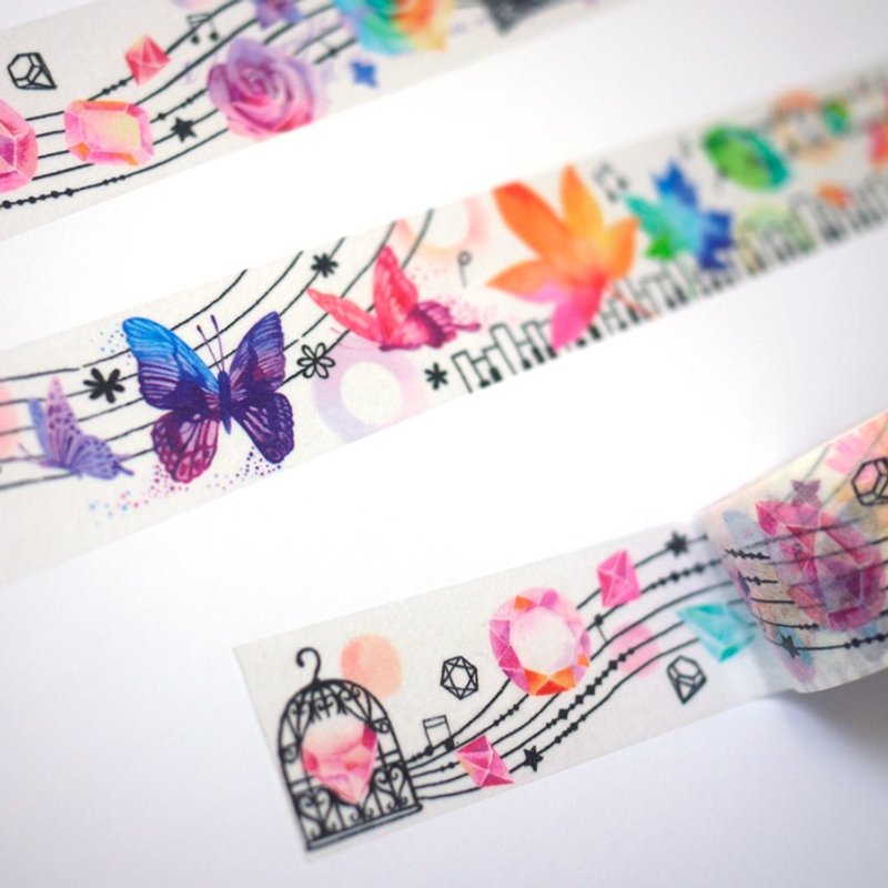 水彩 粉之音 局部亮光 和纸胶带-2.5cmx10M(50cm循环图) - 纸胶带 - 纸 粉红色