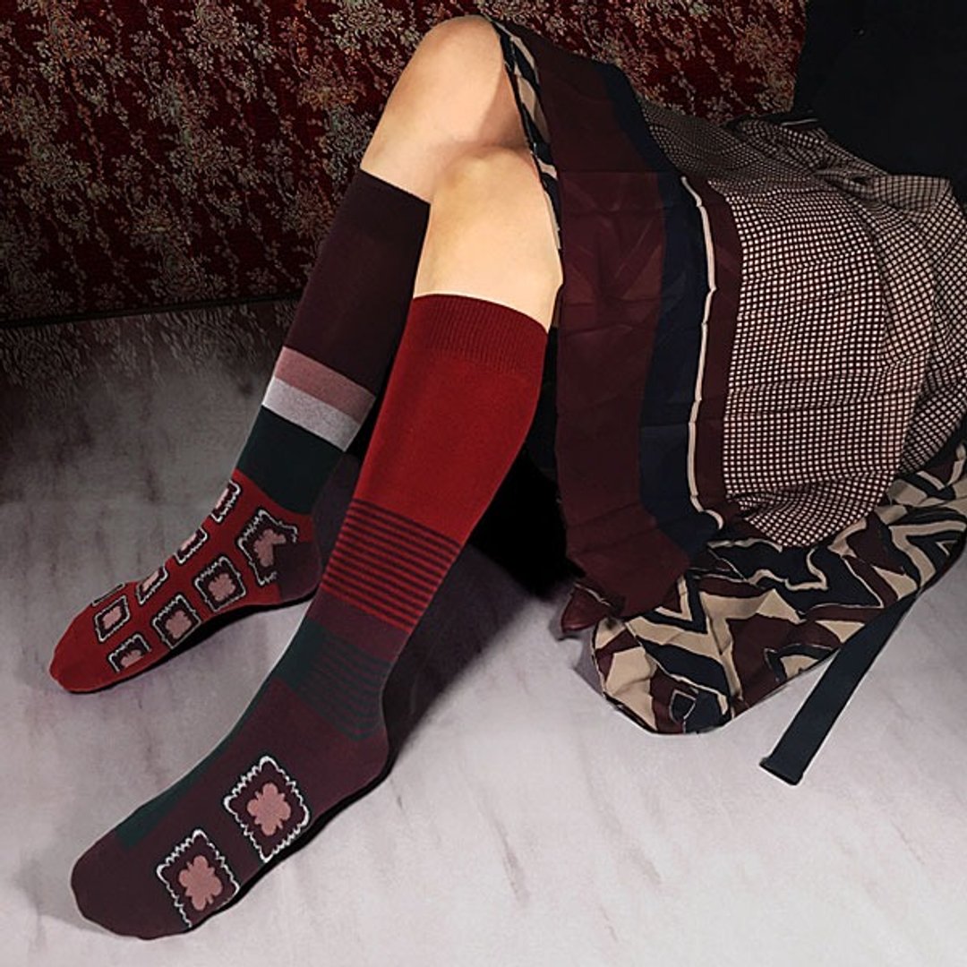 socks_scarlet / irregular / socks / stripes / red / check / flower - 袜子 - 棉 红色
