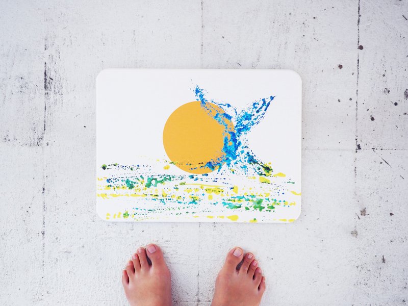 圭藻土地垫/浴室垫/鲸鱼/夕阳/太阳/海/硅藻土/乔迁礼/搬家礼 - 地垫/地毯 - 其他材质 黄色