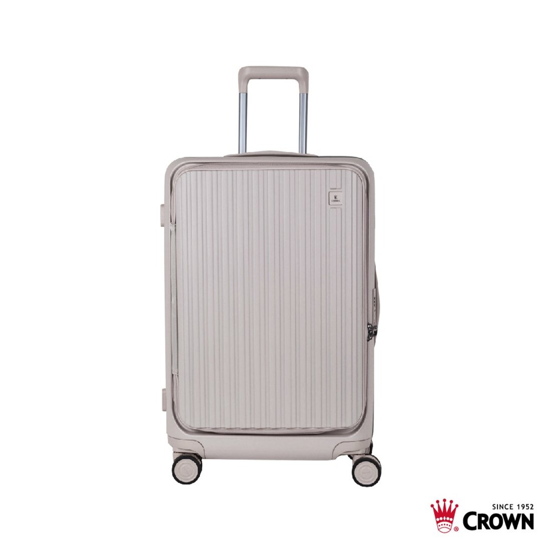 【CROWN】26寸 BOXY 前开框架拉杆箱 托运箱  燕麦奶茶色 - 行李箱/行李箱保护套 - 塑料 卡其色