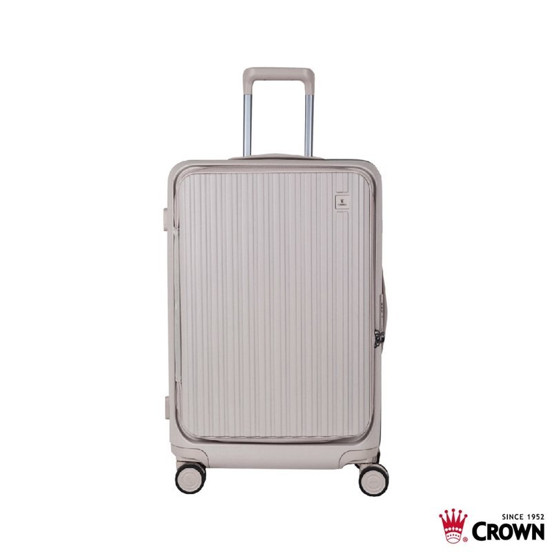 【CROWN】26寸 BOXY 前开框架拉杆箱 托运箱  燕麦奶茶色 - 行李箱/行李箱保护套 - 塑料 卡其色