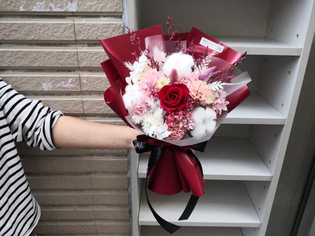 新款 求婚花束 情人节花束 永生花束 韩式花束 庆祝花束 求婚花束 - 干燥花/捧花 - 植物．花 粉红色