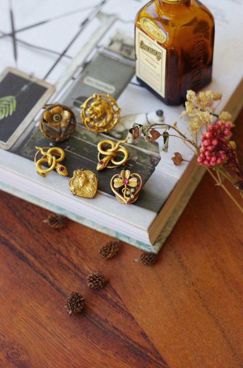 Antique新艺术时期1900 项链坠 别针 法国购入 CH19 CH20 - 项链 - 其他金属 金色