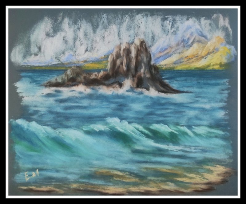 粉彩画大海风景原创手工绘画印象派现代艺术 - 墙贴/壁贴 - 其他材质 多色