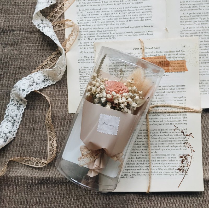 【小花罐 | 奶茶棕x烟熏粉 *附小花卡*】干燥花.小花束.满天星 - 摆饰 - 植物．花 