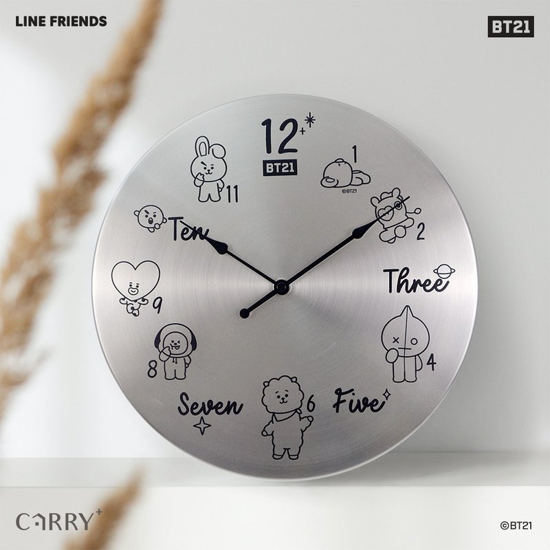 LINE FRIENDS正版授权 l BT21的数学课铁片挂钟 - 时钟/闹钟 - 其他金属 银色