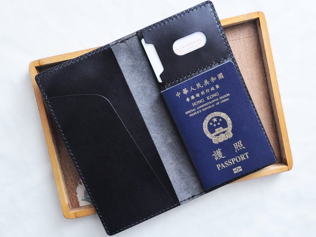 3票夹咭位护照套 好好缝 皮革材料包 PASSPORT 证件套 意大利  - 皮件 - 真皮 黑色