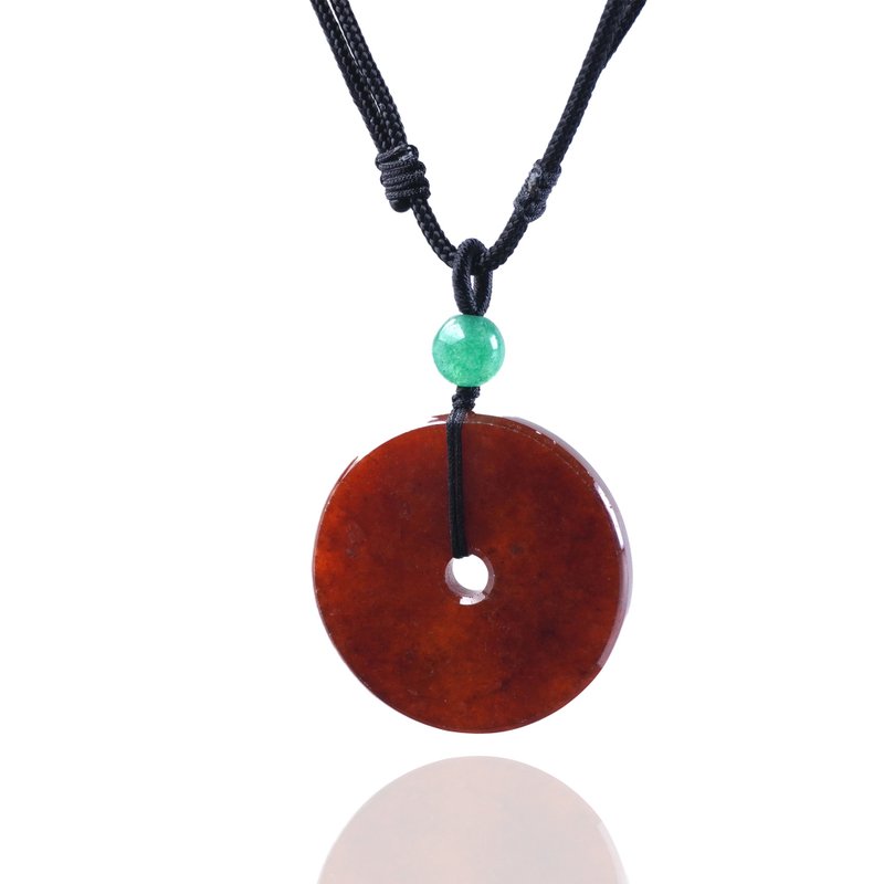 【愿·平安】冰红翡翡翠平安扣项链 | 天然缅甸玉翡翠A货 | 送礼 - 项链 - 玉石 红色