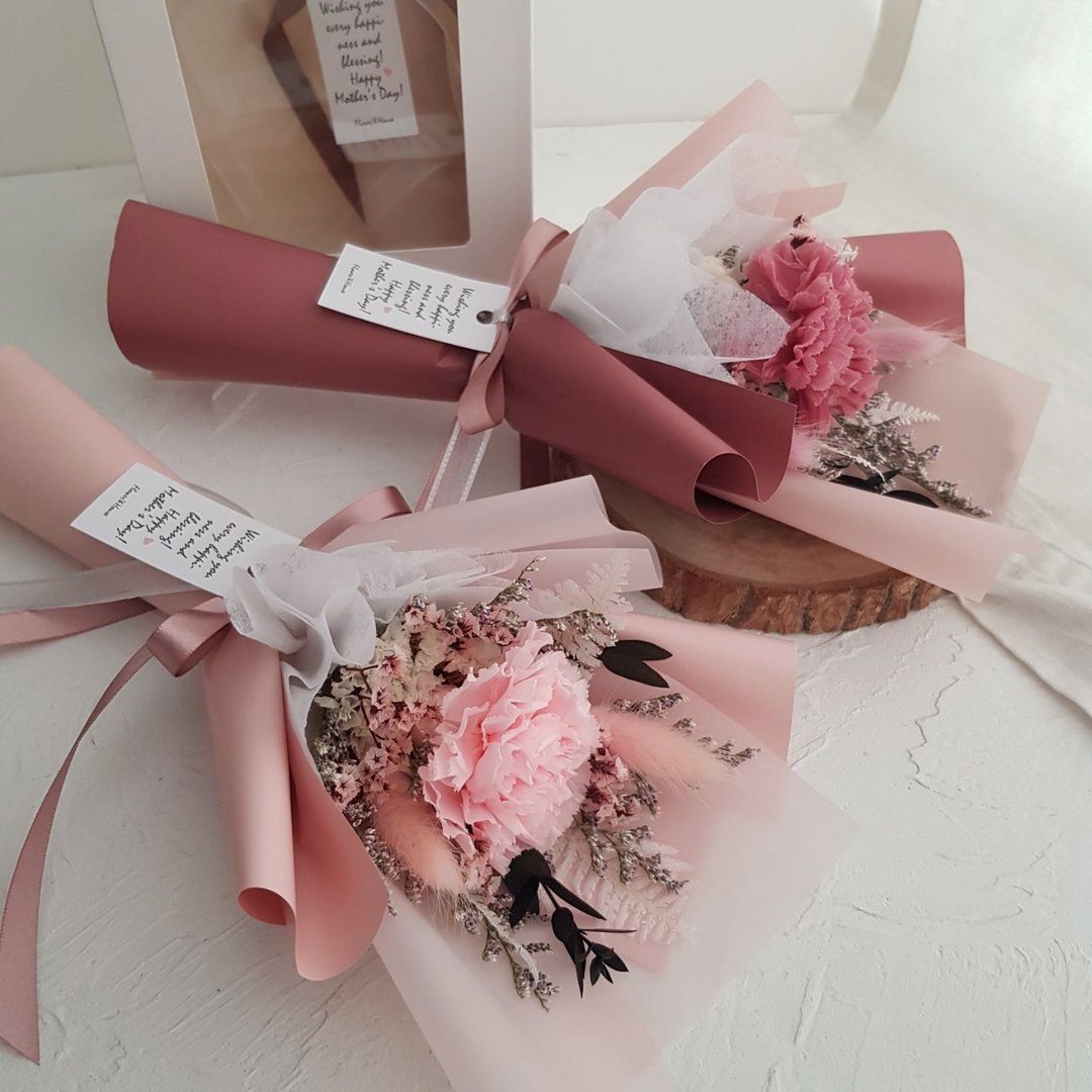 Love妈咪|母亲节|永生花+干燥花|单朵康乃馨花束|全台宅配 - 干燥花/捧花 - 植物．花 
