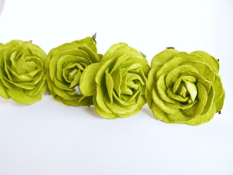 Paper Flower, 10 DIY pieces mulberry rose size 7.0 cm., green colors. - 其他 - 纸 绿色