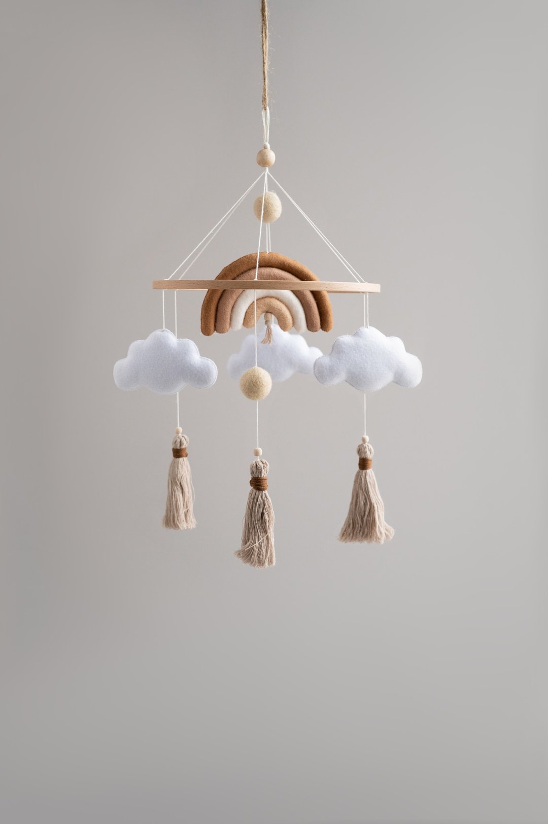 Rainbow baby mobile nursery, boho nursery decor, crib mobile neutral - 玩具/玩偶 - 环保材料 多色