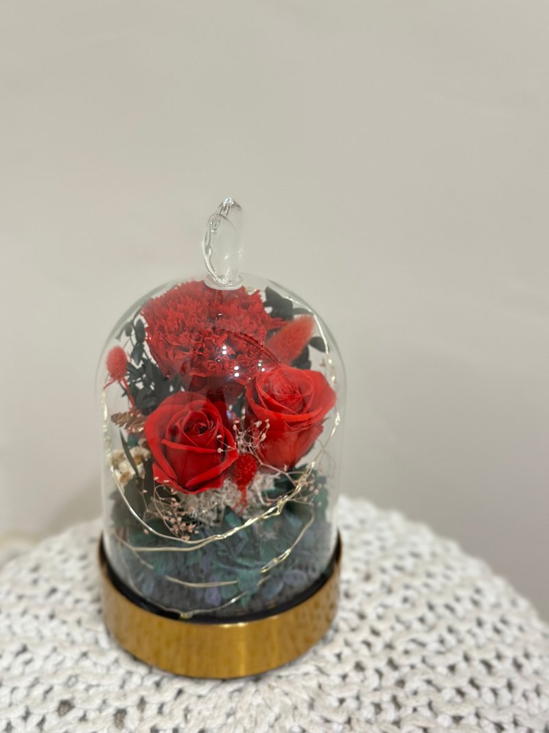 经典永生玫瑰花玻璃灯罩 浪漫红 小夜灯 新年礼物 交换礼物 - 摆饰 - 植物．花 