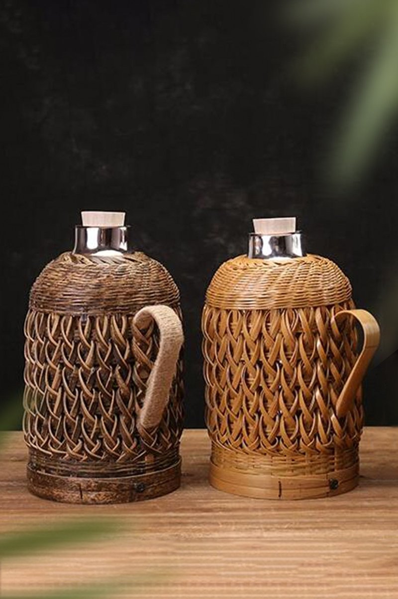 竹编系列 | 开水瓶 | 80年代 怀旧保温红胆 | 手制民艺 自然环保 - 保温瓶/保温杯 - 竹 