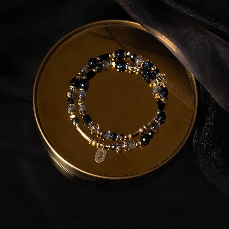 银河系漫游 // C1248蓝金沙拉长双圈手链 - 手链/手环 - 宝石 