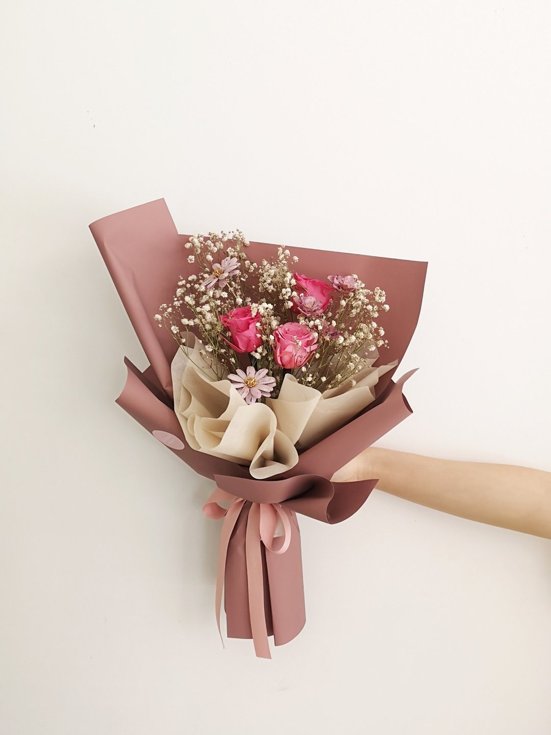 【永生玫瑰花花束】• 情人节/永生玫瑰花/永生玫瑰花花束/玫瑰花 - 干燥花/捧花 - 植物．花 粉红色