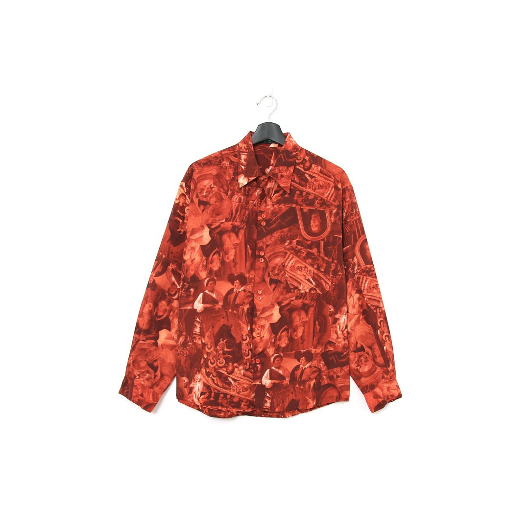 Back to Green-长袖柔软花衬衫 古世纪  vintage shirt - 男装衬衫 - 其他人造纤维 