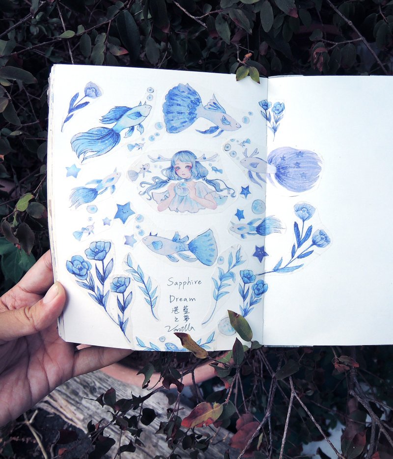 湛蓝之梦纸胶带 - 纸胶带 - 纸 蓝色