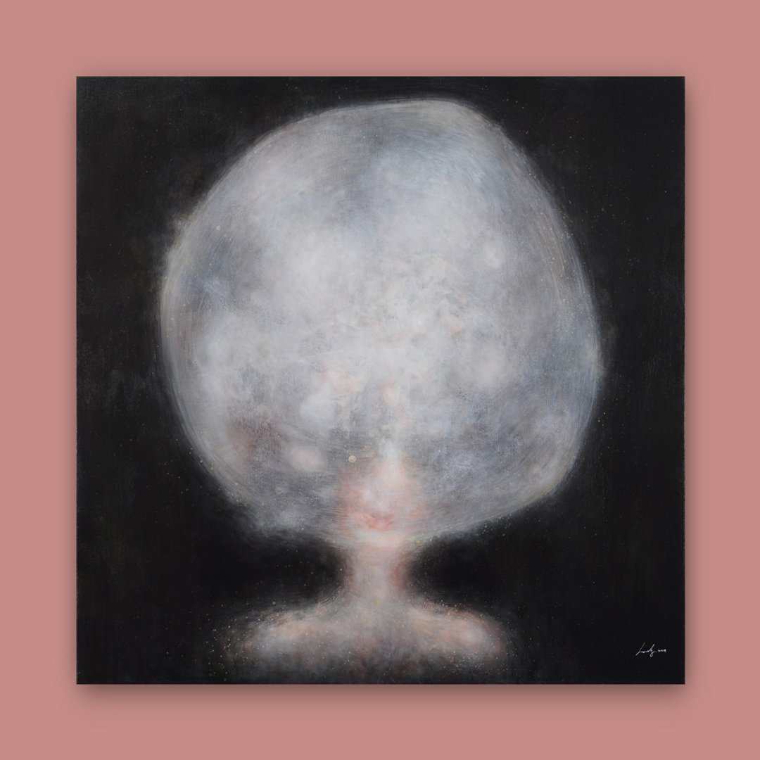 与灵魂对话 / 100 x 100 厘米 / 压克力彩 画作 / 2014年绘 - 海报/装饰画/版画 - 颜料 黑色