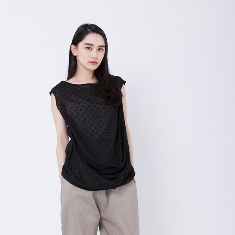 Heidi 珠滴无袖上衣/黑 - 女装上衣 - 棉．麻 黑色