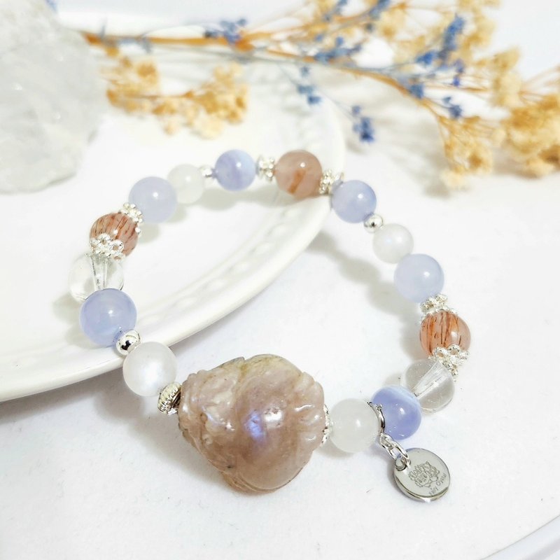 日月同辉龙龟设计手链/招正能量与桃花、平衡情绪 - 手链/手环 - 水晶 蓝色