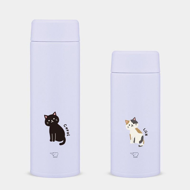 【定制化礼物】坐姿猫咪 英文名 象印不锈钢 保温瓶 保温杯 PU025 - 保温瓶/保温杯 - 不锈钢 紫色
