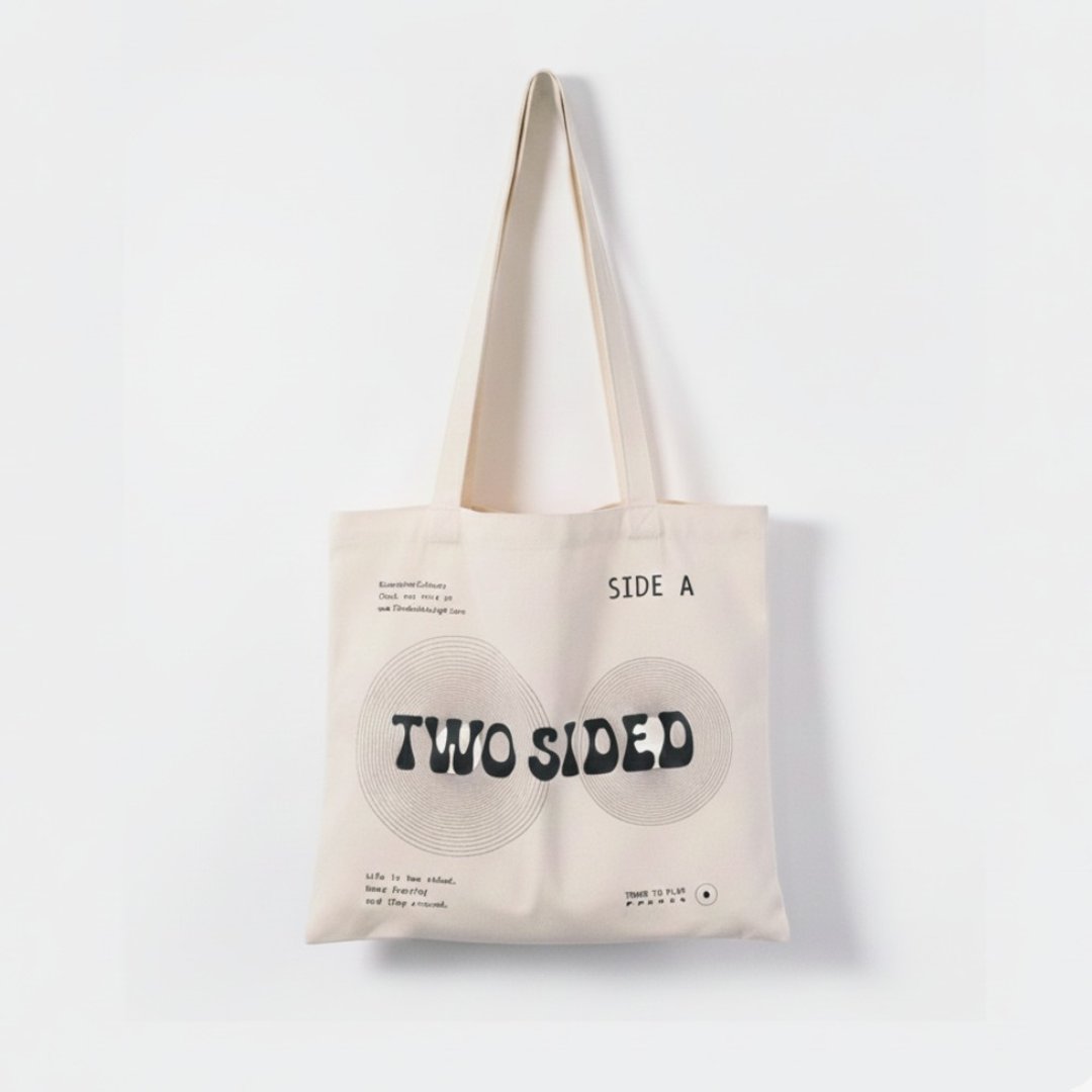TWO SIDED | 帆布袋 Tote Bag 单肩袋 托特包 - 手提包/手提袋 - 棉．麻 白色