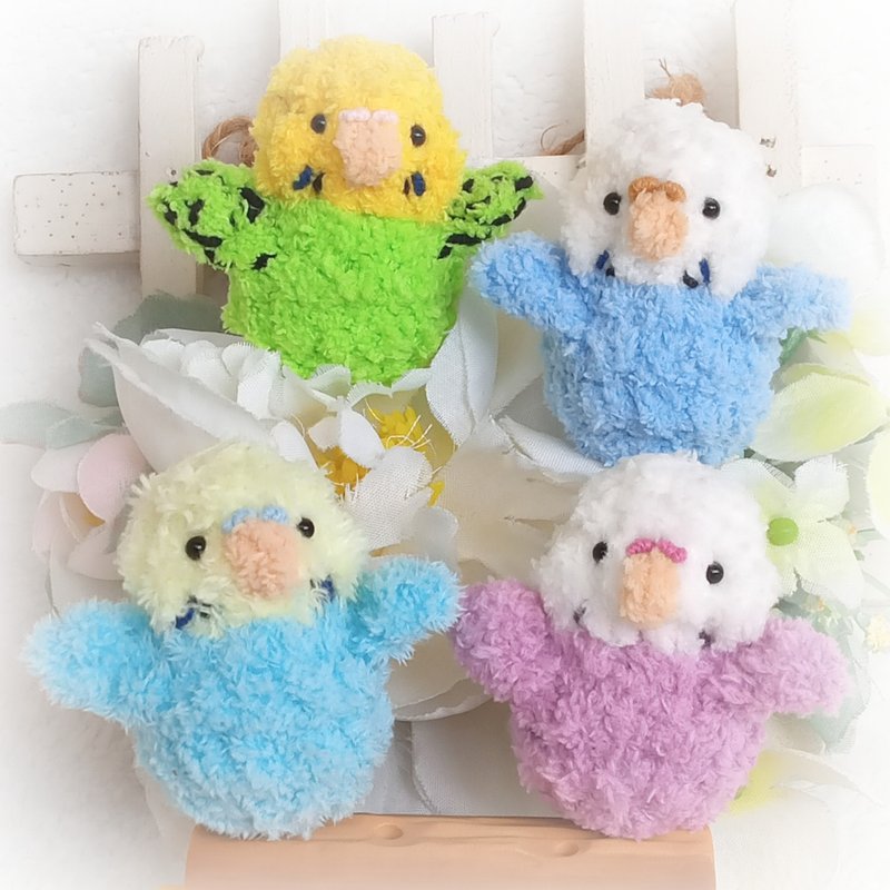 虎皮鹦鹉 小型娃娃玩偶 可加吊饰 别针 可定制改色 手作毛线钩织 - 订制抱枕/饰品 - 其他材质 蓝色