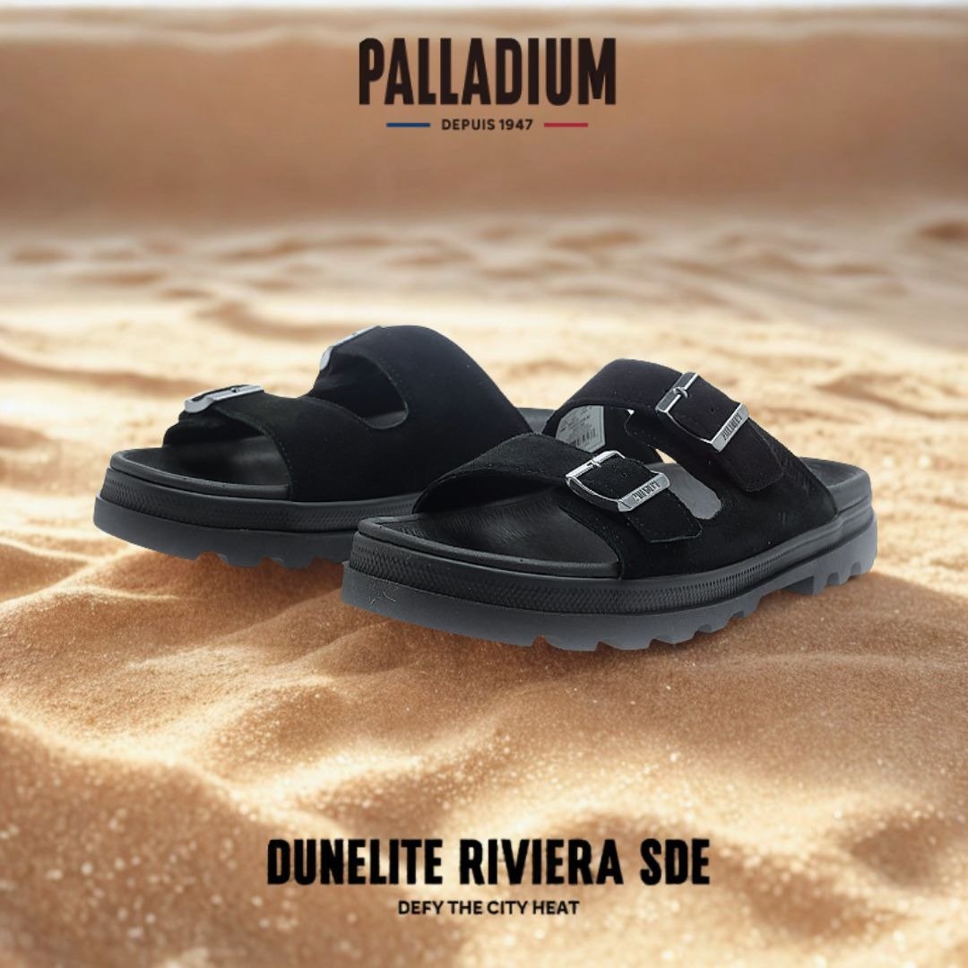 PALLADIUM DUNELITE RIVIERA SDE轻量麂皮拖鞋 黑 74455-008 - 拖鞋 - 其他材质 