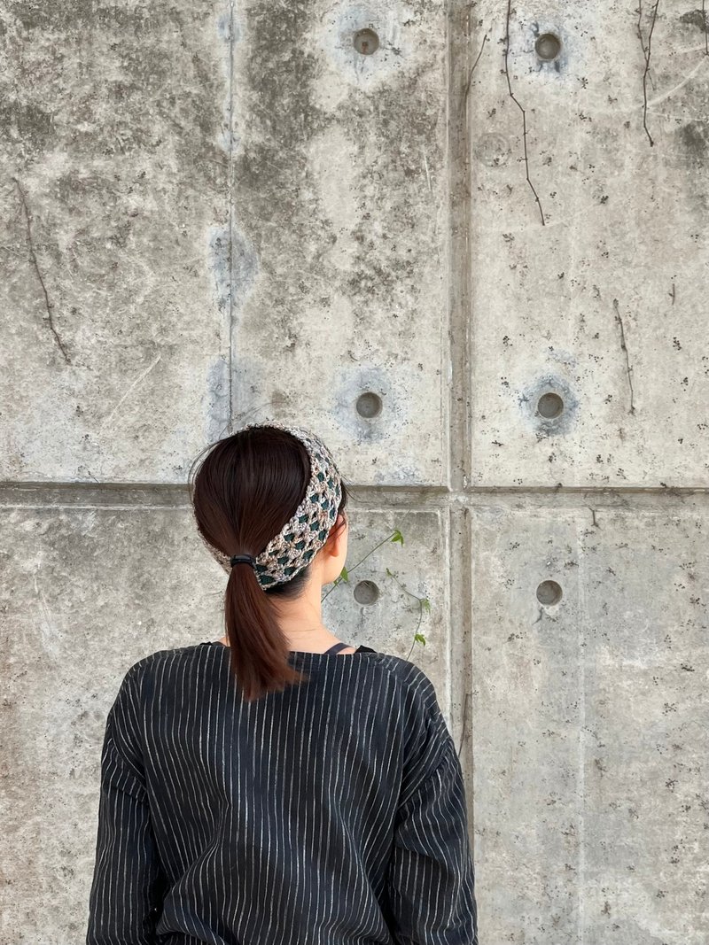 双面鈎织花窗手工髪带  |  有机绵 x 手染美丽诺 - 发带/发箍 - 棉．麻 多色