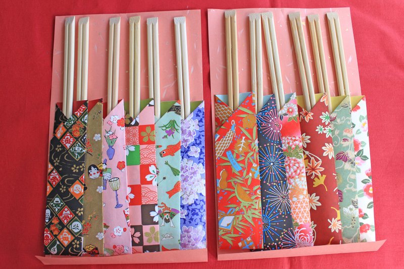 Chopstick case4 Pack of 12set fancy paper sleeves for chopsticks Japanese event - 筷子/筷架 - 纸 红色