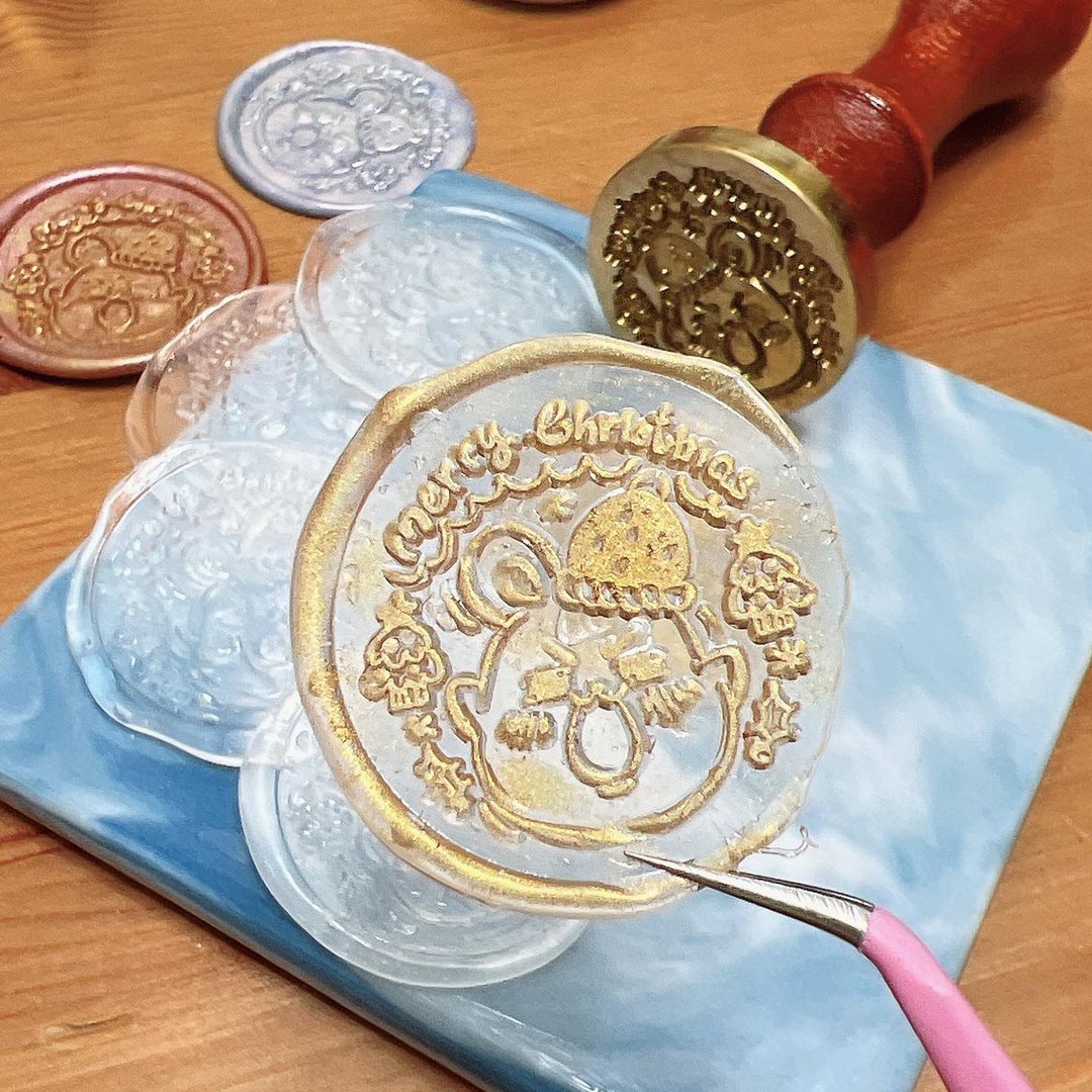 Littleland 火漆印章贴纸(1组4个) - 贴纸 - 蜡 金色