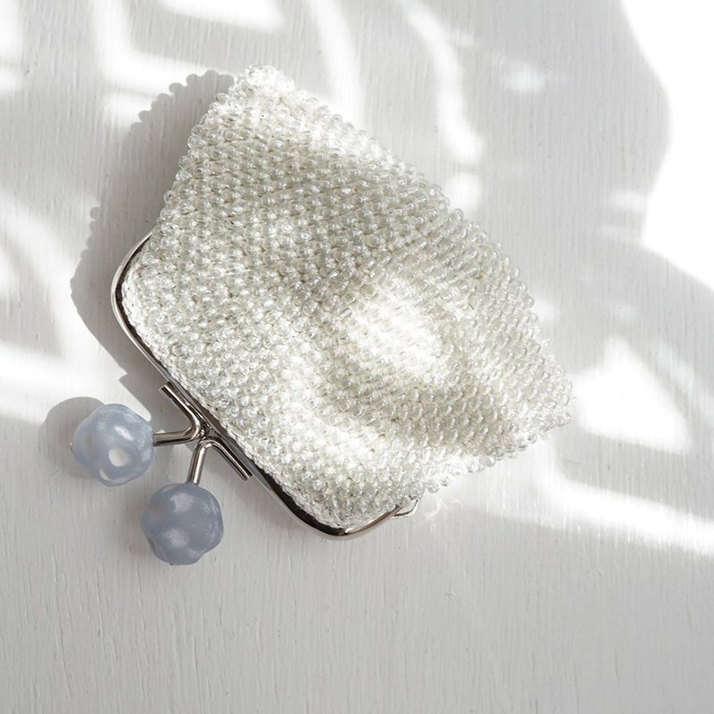 Ba-ba handmade Beads crochet square coinpurse No.1728 - 化妆包/杂物包 - 其他材质 蓝色