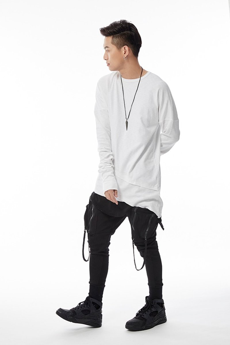 造型缩口黑裤#8734 - 男士长裤 - 棉．麻 黑色