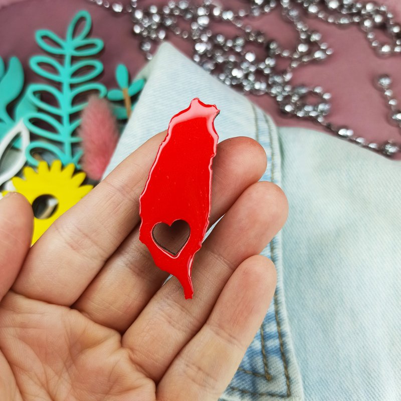 台湾木制胸针 - 胸针 - 木头 白色