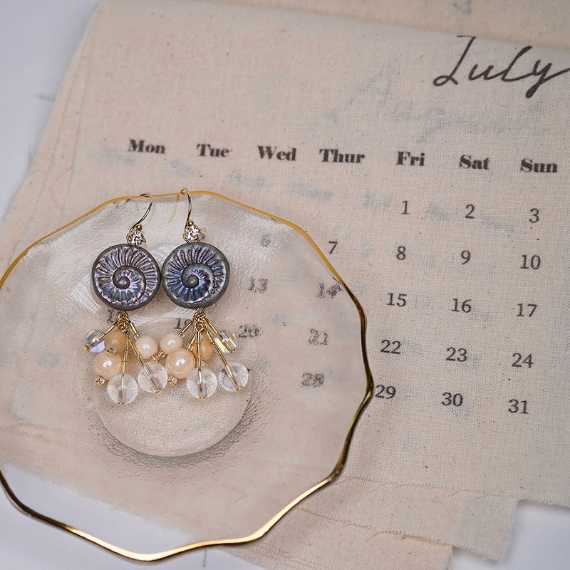 Bubble Shell - 耳环/耳夹 - 水晶 