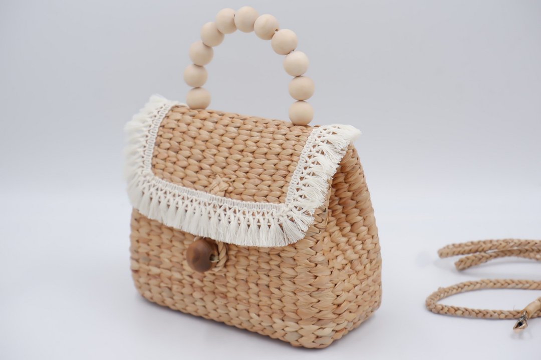 Straw bag, water hyacinth woven bag, handbag Straw bag woven bag wicker bag - 手提包/手提袋 - 植物．花 