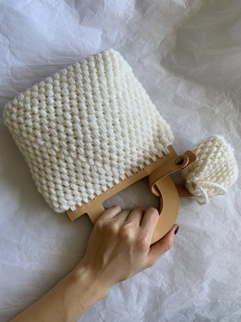 Tree & Fruits 软绵绵 云朵包 钩针编织 手作 皮革手提包 定制化 - 手提包/手提袋 - 羊毛 白色