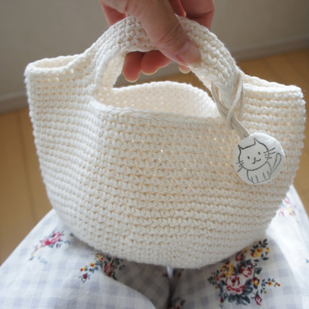 Ba-ba handmade Crochet bag  No.CSB37 - 手提包/手提袋 - 其他材质 白色