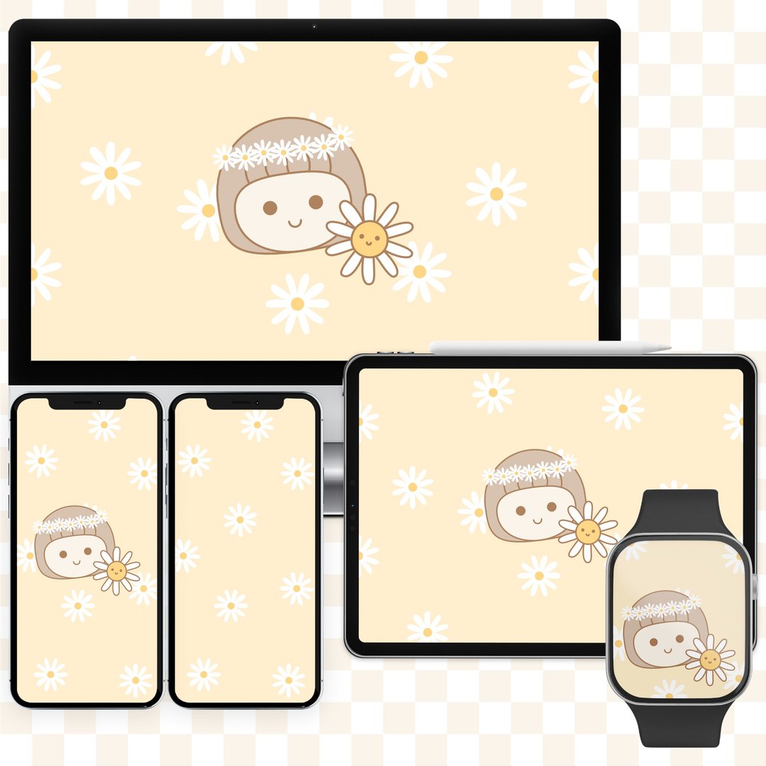 Kimmy's Garden - Daisy Delight: Instant Download Digital Wallpapers - 电脑手机桌布/贴图/App 图示 - 其他材质 