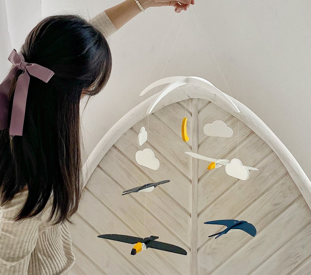 Call of nature * Expecting mom and baby shower gift 3D wooden birds baby mobile - 满月礼盒 - 木头 多色