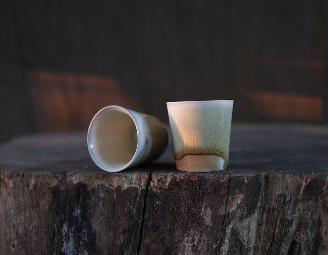 柴烧小直筒茶杯 - 茶具/茶杯 - 瓷 黄色