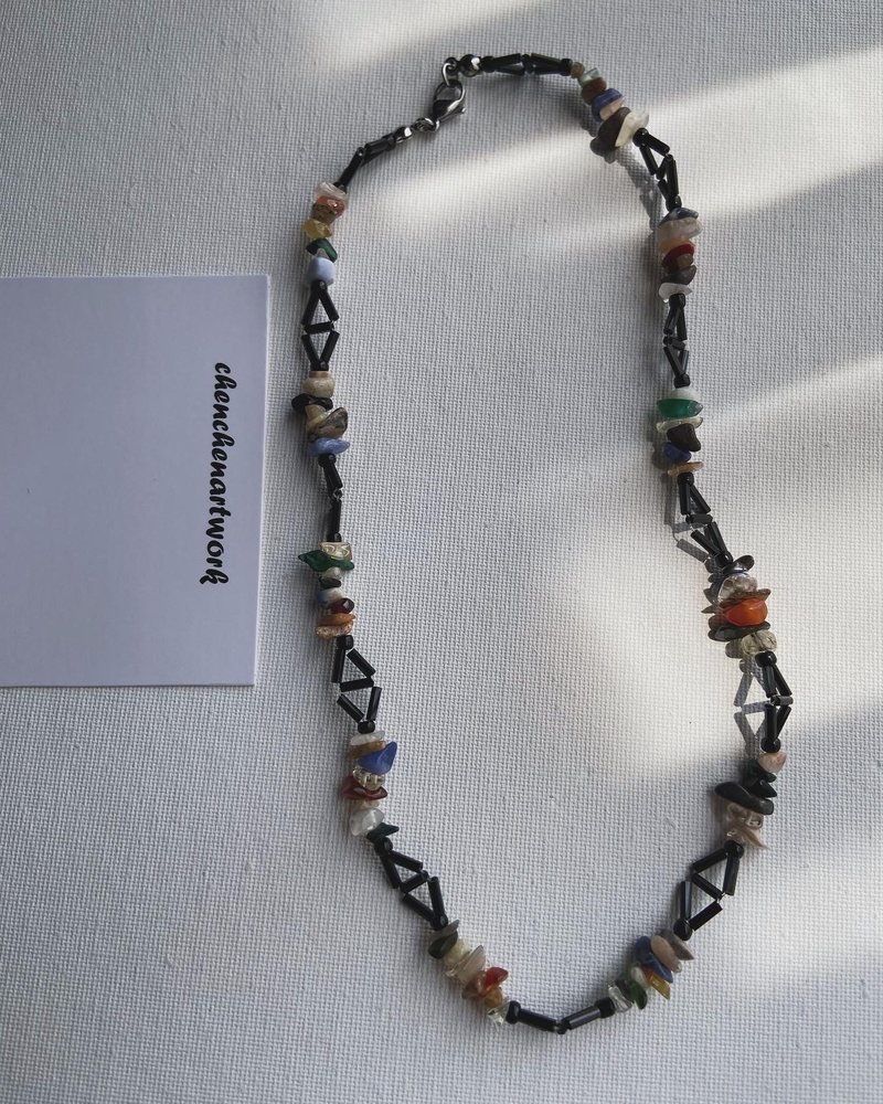 含情墨默 串珠 管珠 天然矿石 项链 串珠项链 编织项链 - 项链 - 其他材质 黑色